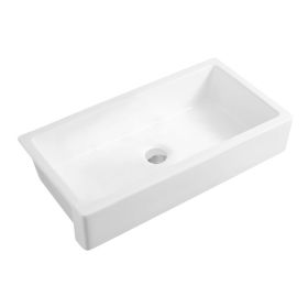 36" Farmhouse/Apron Front White Ceramic Double Bowl Kitchen Sink