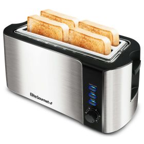 Elite Gourmet ECT-3100 New Stainless Steel 4 Slice Long Slot Toaster